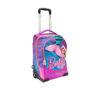 Giochi Preziosi - Zaino con Trolley Barbie - con pop-up coda sirena, 2 Scomparti con cerniera, Spallacci Imbottiti, adatto alla scuola primaria, misure 34 l x 47 h x 23 p cm - 36 litri